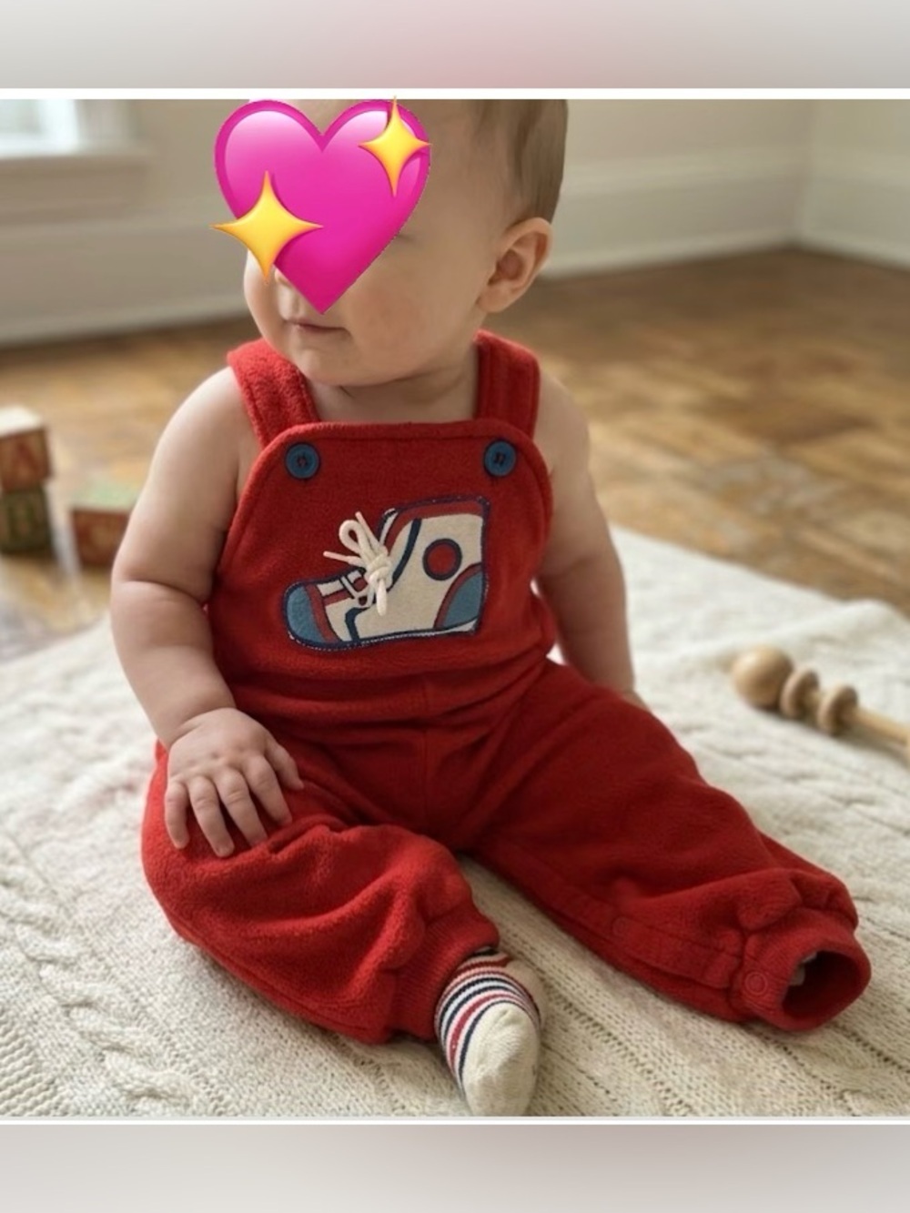 Red Baby VTG  Overalls with Sneaker Applique